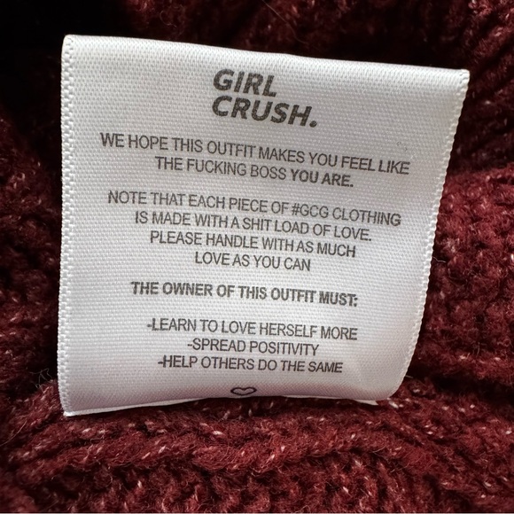 Girl Crush Gang Cable Knit Sleeveless V-Neck Sweater Vest Burgundy/RedWine Small - Picture 9 of 11